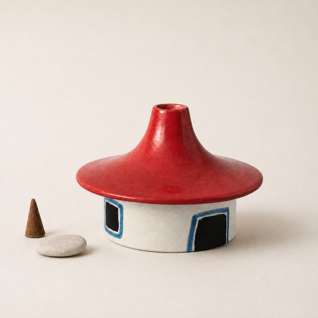 Red roof cottage incense burner as a unique housewarming gift