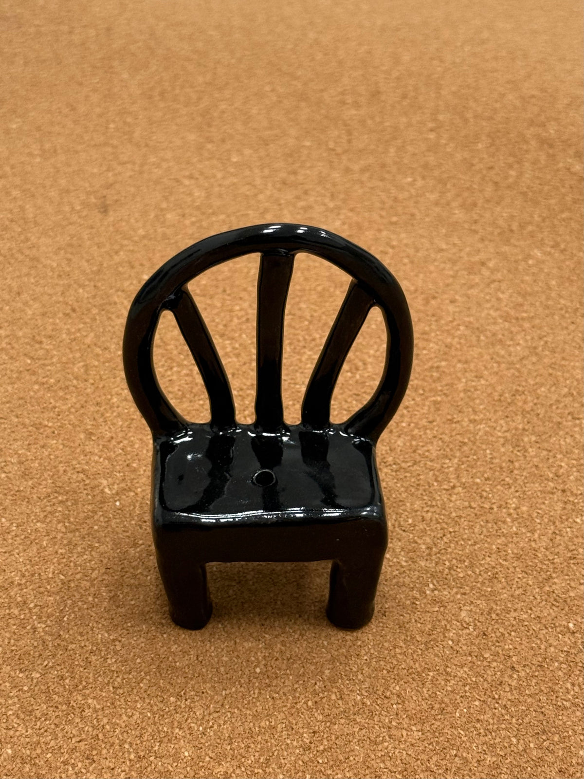 Black Mini Chair miniature ceramic incense holder by 000503