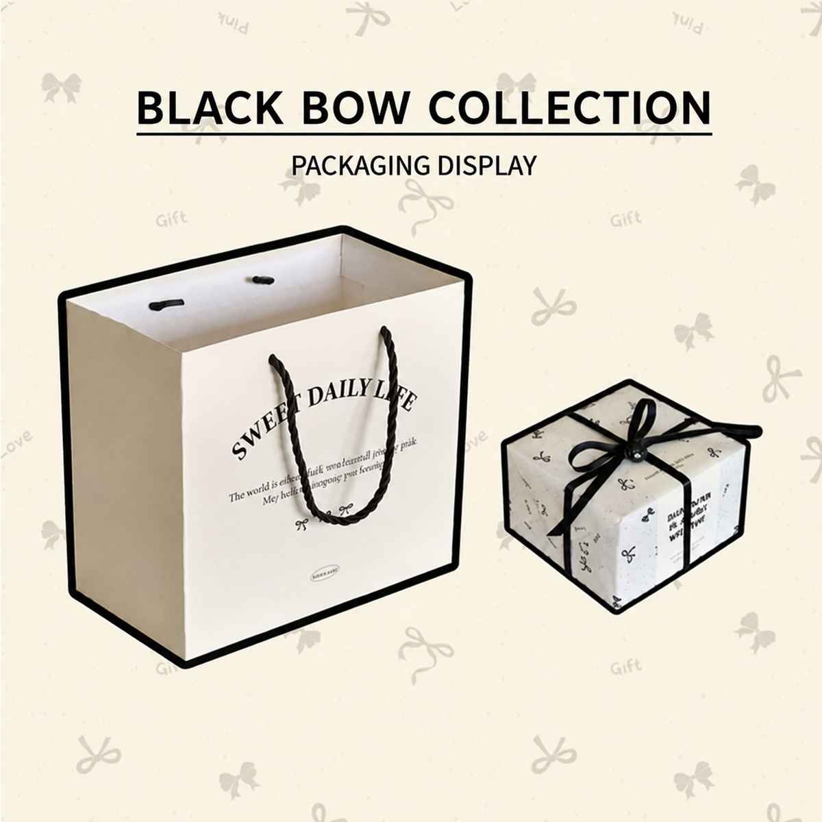 Hand-painted patchwork ceramic cup and saucer gift set — Cup & Saucer + Spoon + Gift Bag — Black Bow Box
