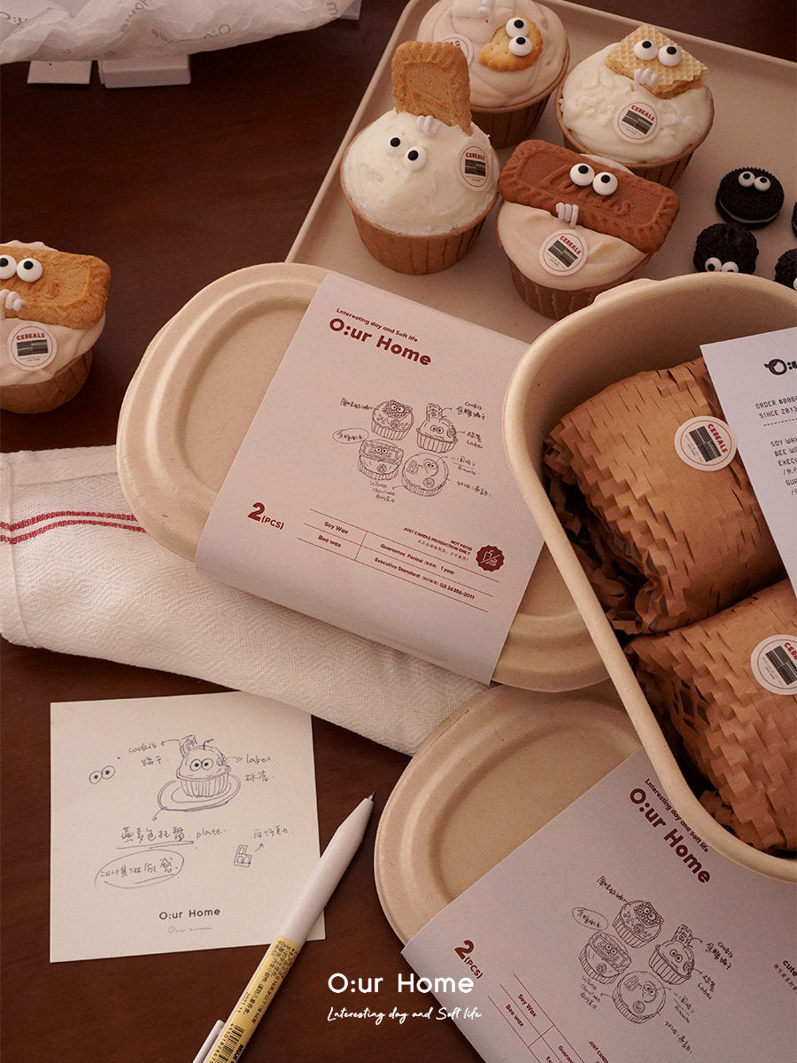 Playful cookie candle collection gift presentation
