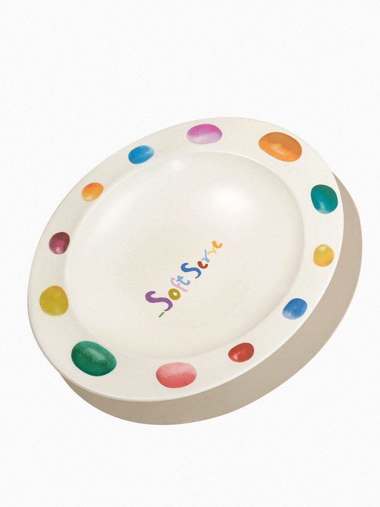 SoftServe colorful candy bean bowl on a white background