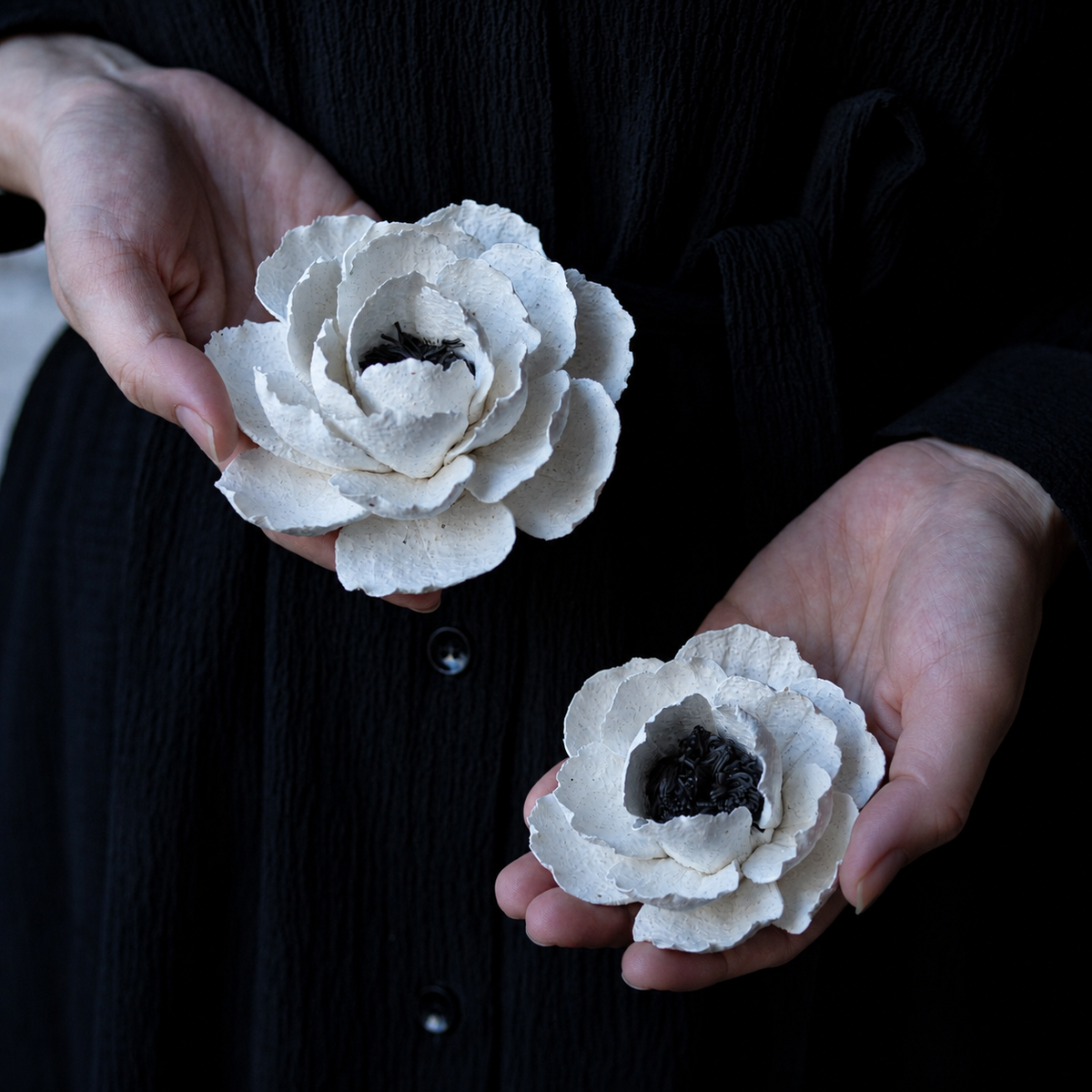 Caijitang white ceramic camellia incense holder, alternate product view 1