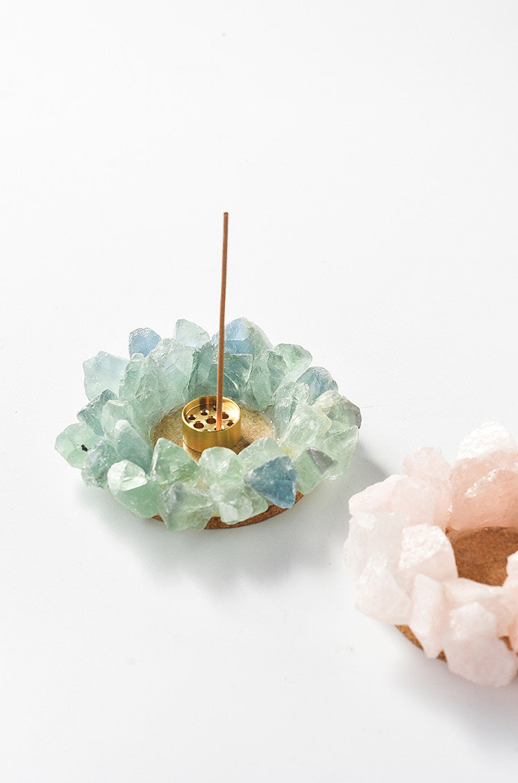 Momo's Life natural crystal and brass incense holder, alternate product view 2