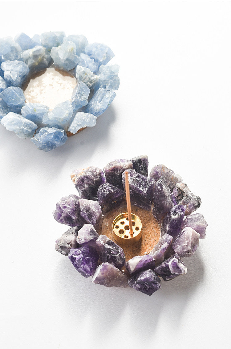 Momo's Life natural crystal and brass incense holder, alternate product view 3