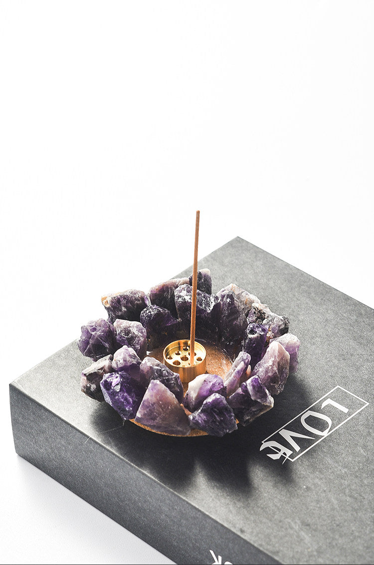 Momo's Life natural crystal and brass incense holder, alternate product view 5