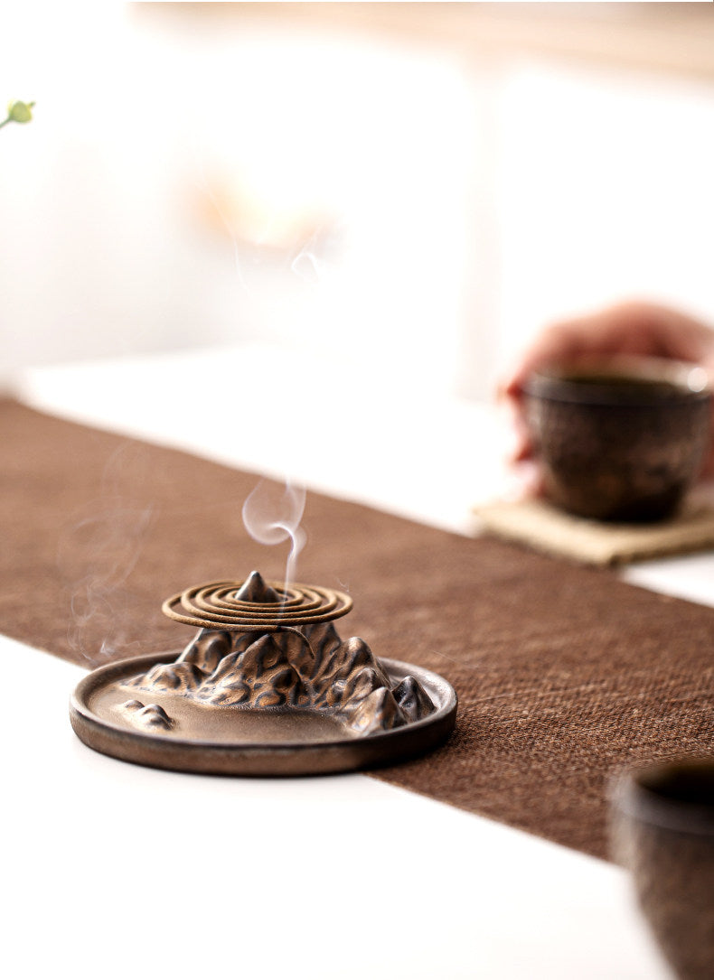 Vintage gilded mountain incense holder, alternate product view 1