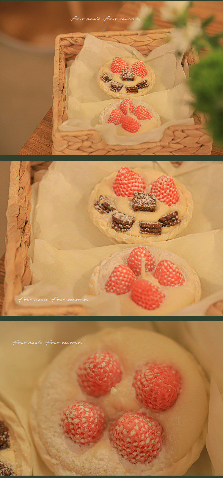 Four Meals Snow Country strawberry cake candle, alternate product view 6