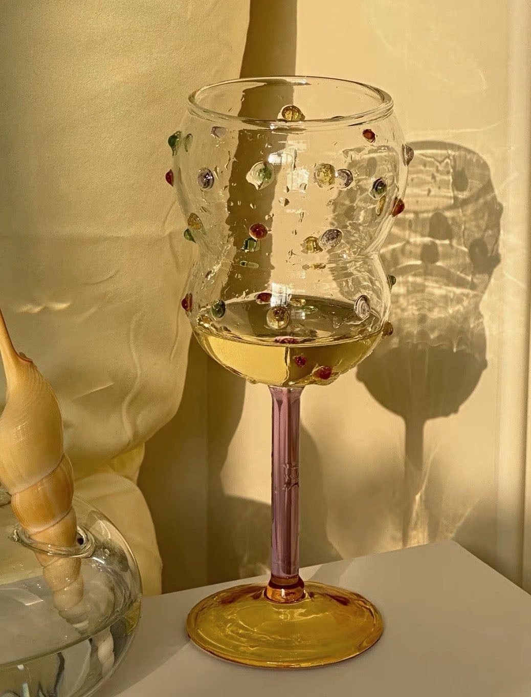 Shinymomo gemstone wine glass pair shown from another angle