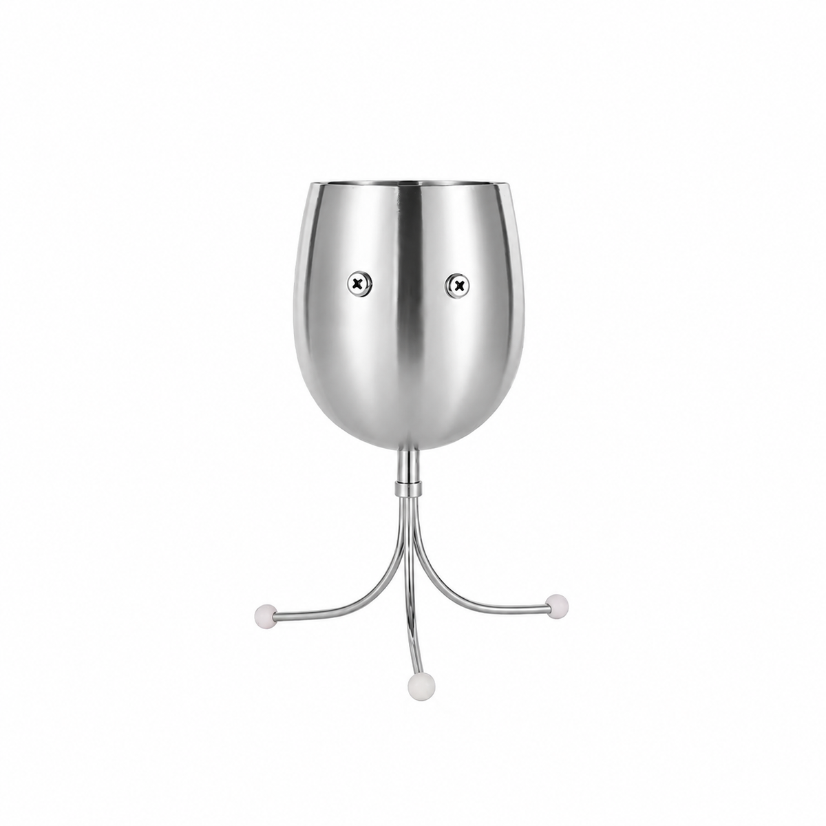 PalForm BIBI stainless steel character wine glass on a white background