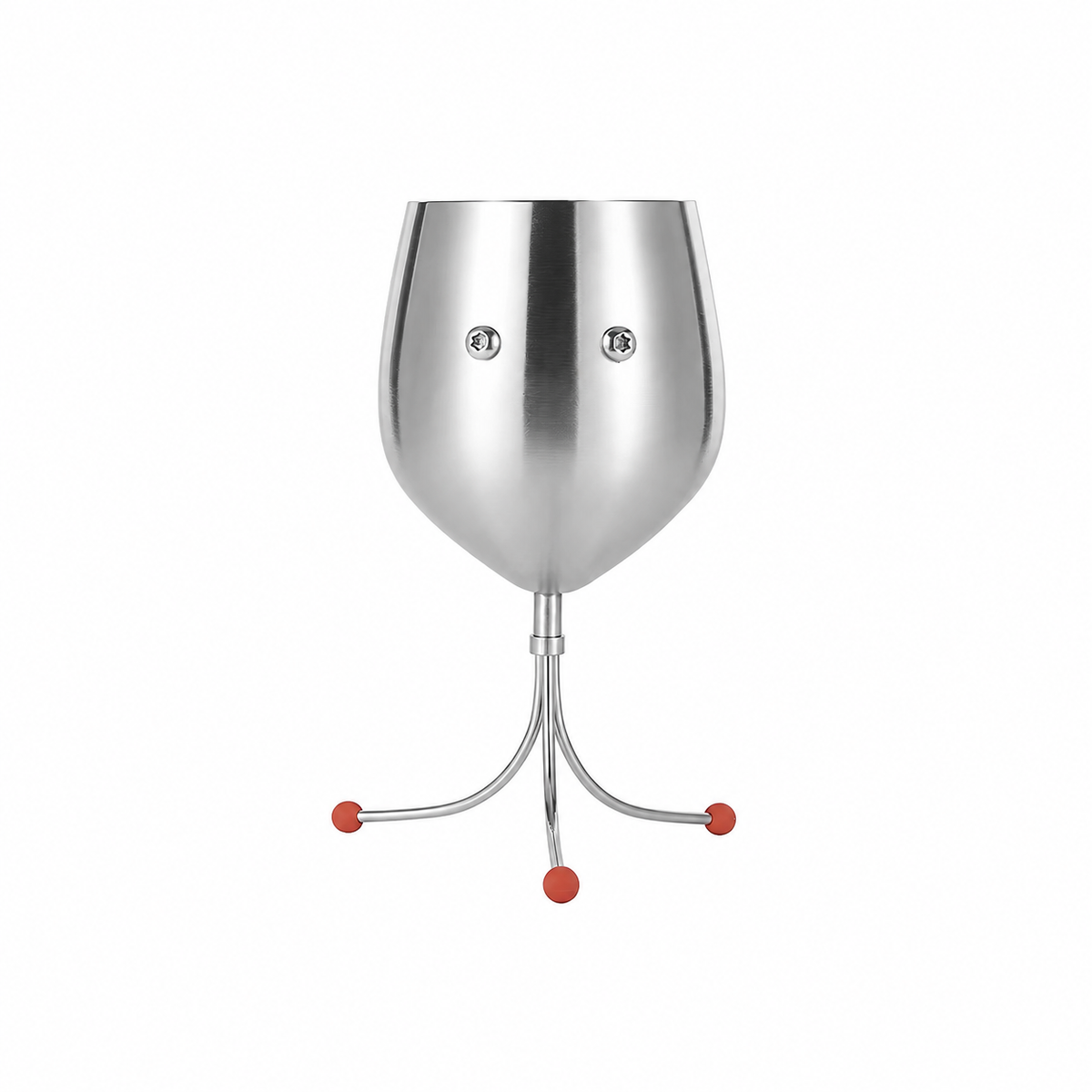 PalForm OIOI stainless steel character wine glass on a white background