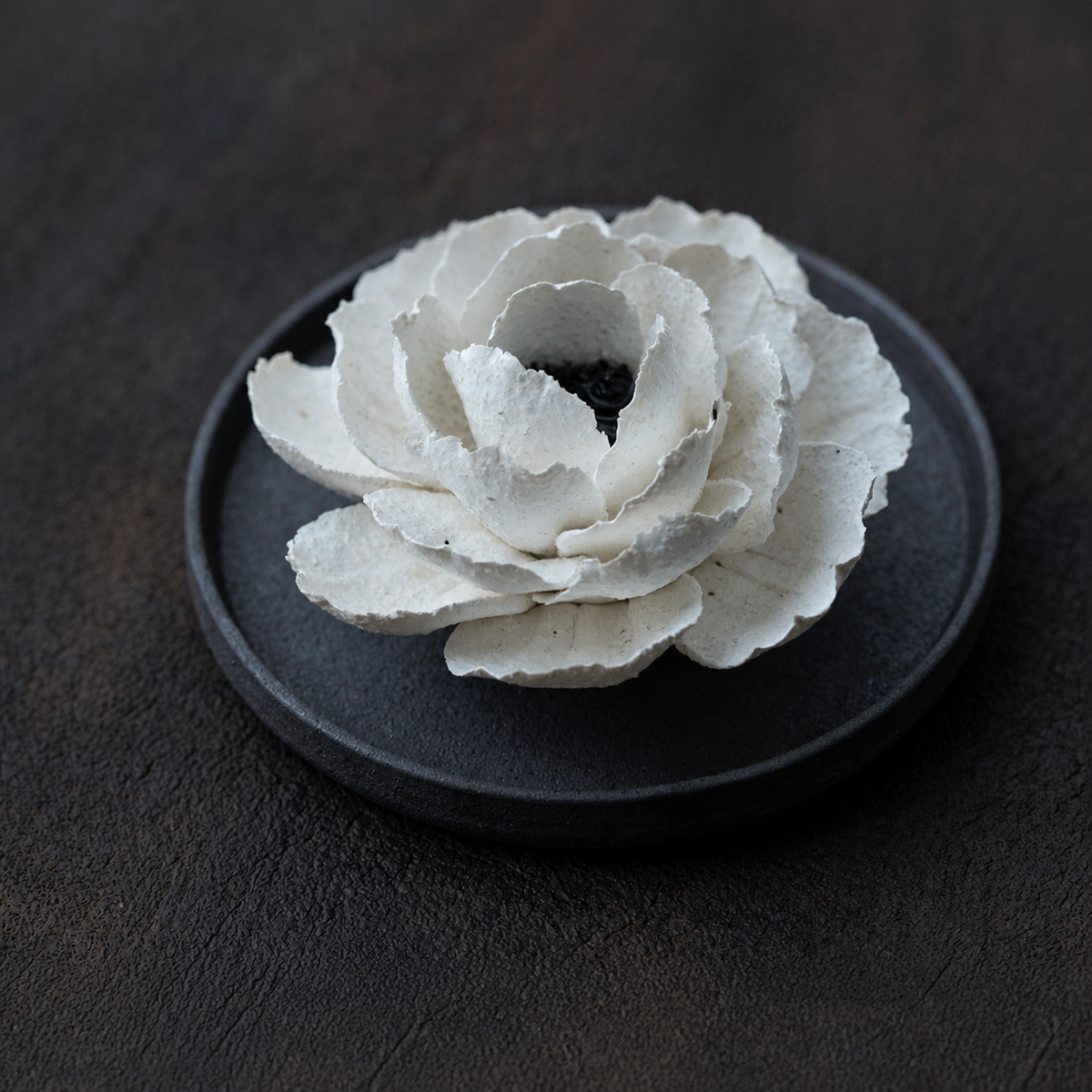 Four-layer white ceramic camellia incense holder with tray
