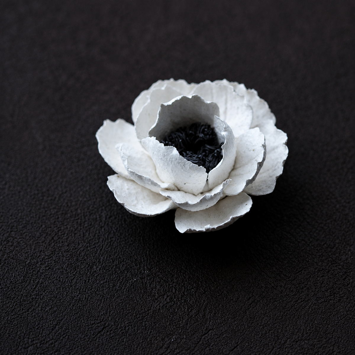 Three-layer white ceramic camellia incense holder