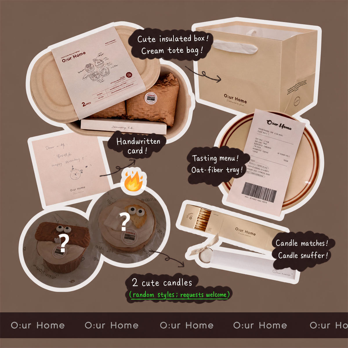 Two-piece O:urHome cookie candle gift set contents and packaging