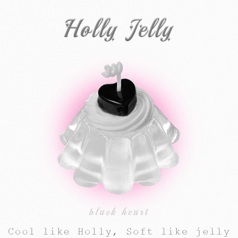 HollyJelly Pudding Candle — Black Heart Clear