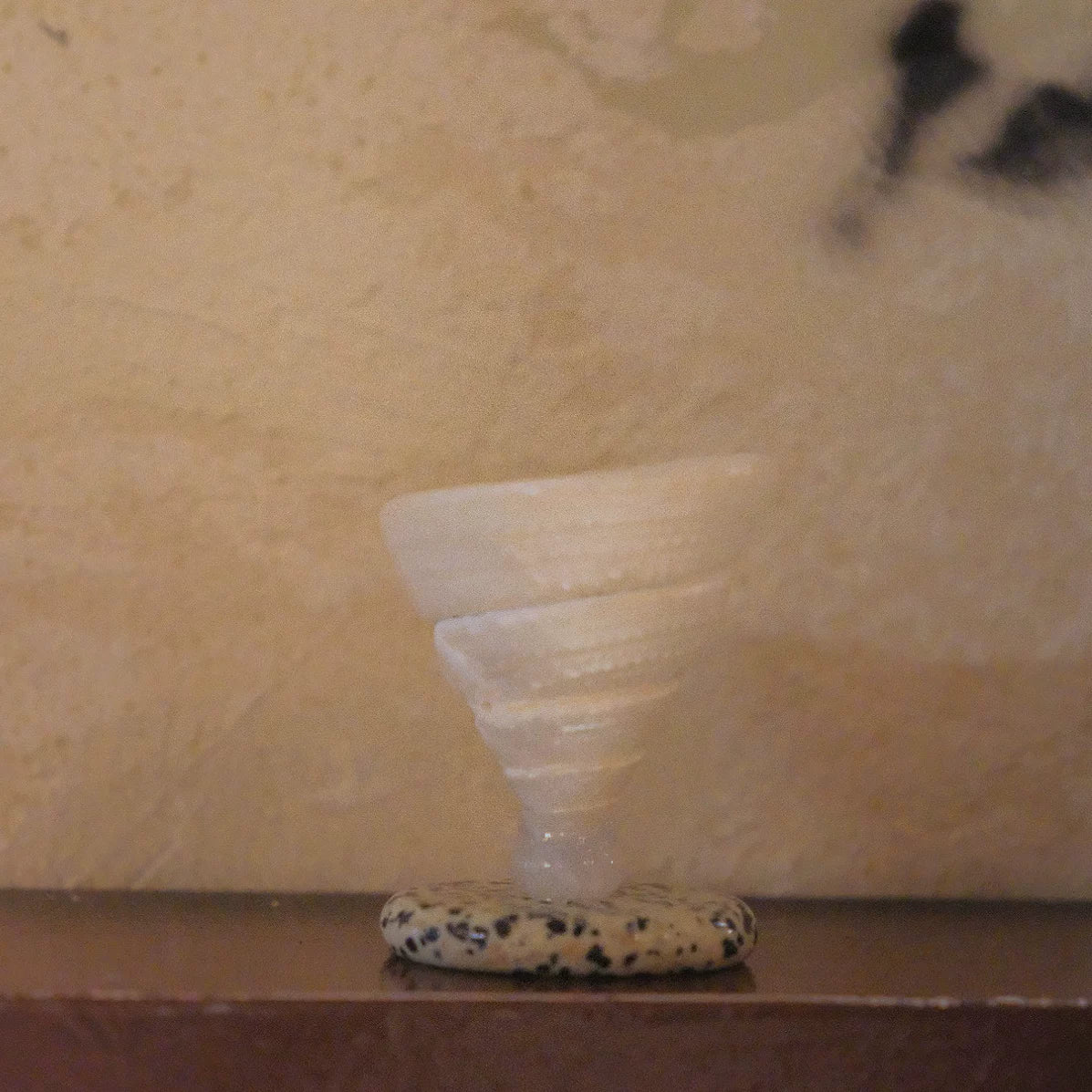 Tower Shell / Spotted Jade natural conch and jade incense holder