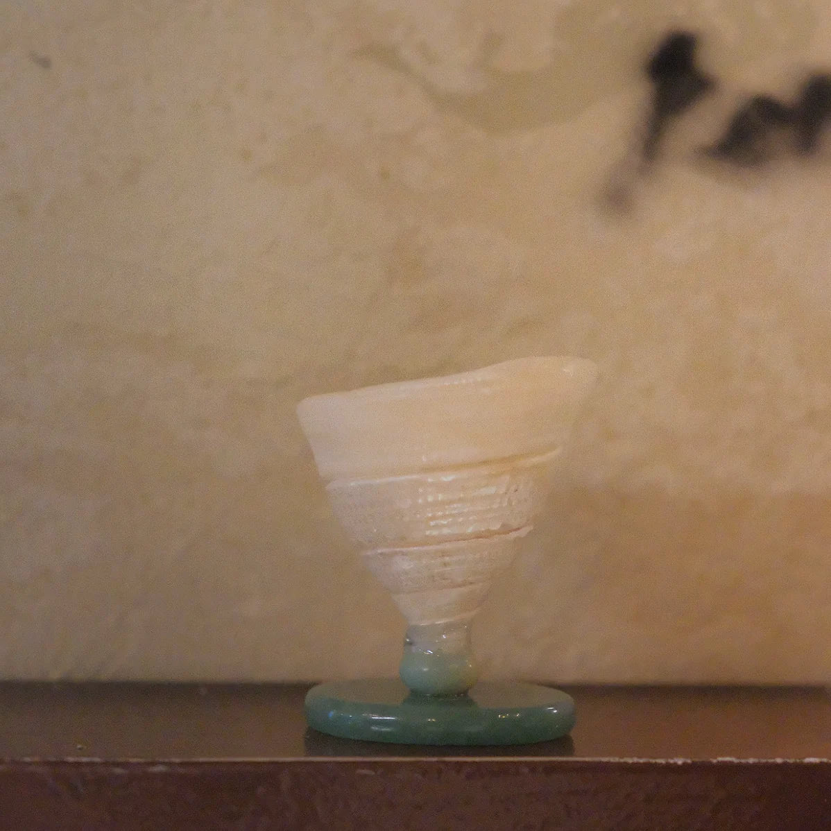 Tower Shell / Green Jade natural conch and jade incense holder