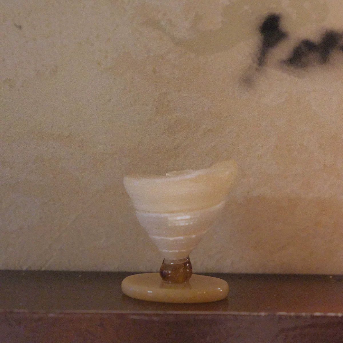 Tower Shell / Yellow Jade natural conch and jade incense holder