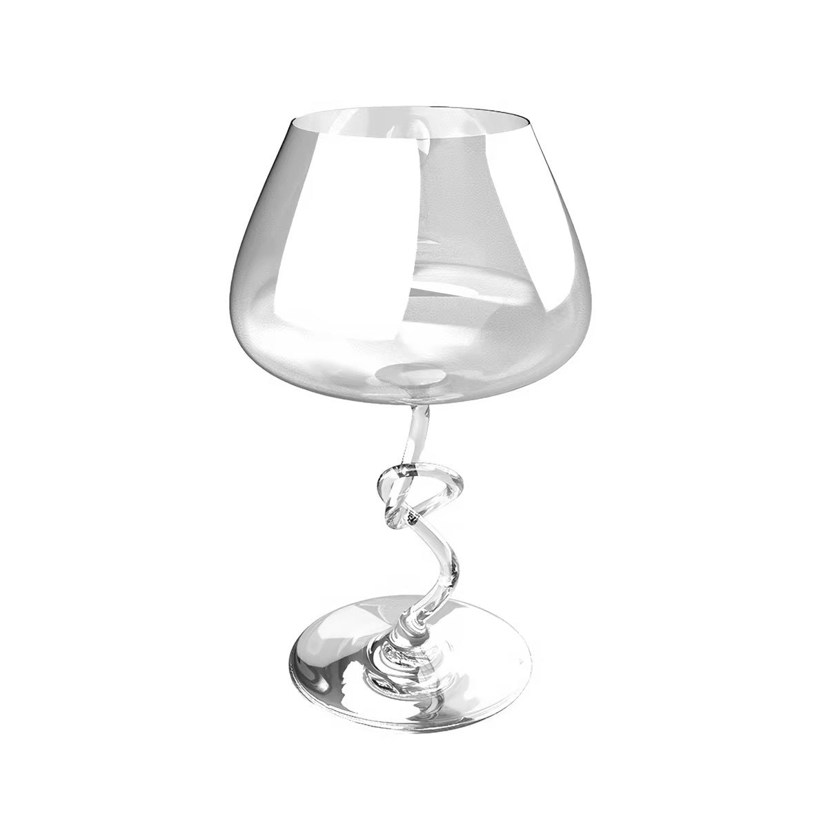 on a manner clear large knot-stem wine glass