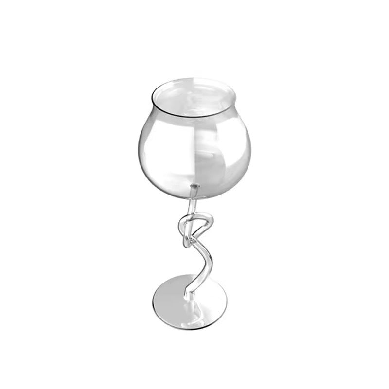 on a manner clear small knot-stem wine glass