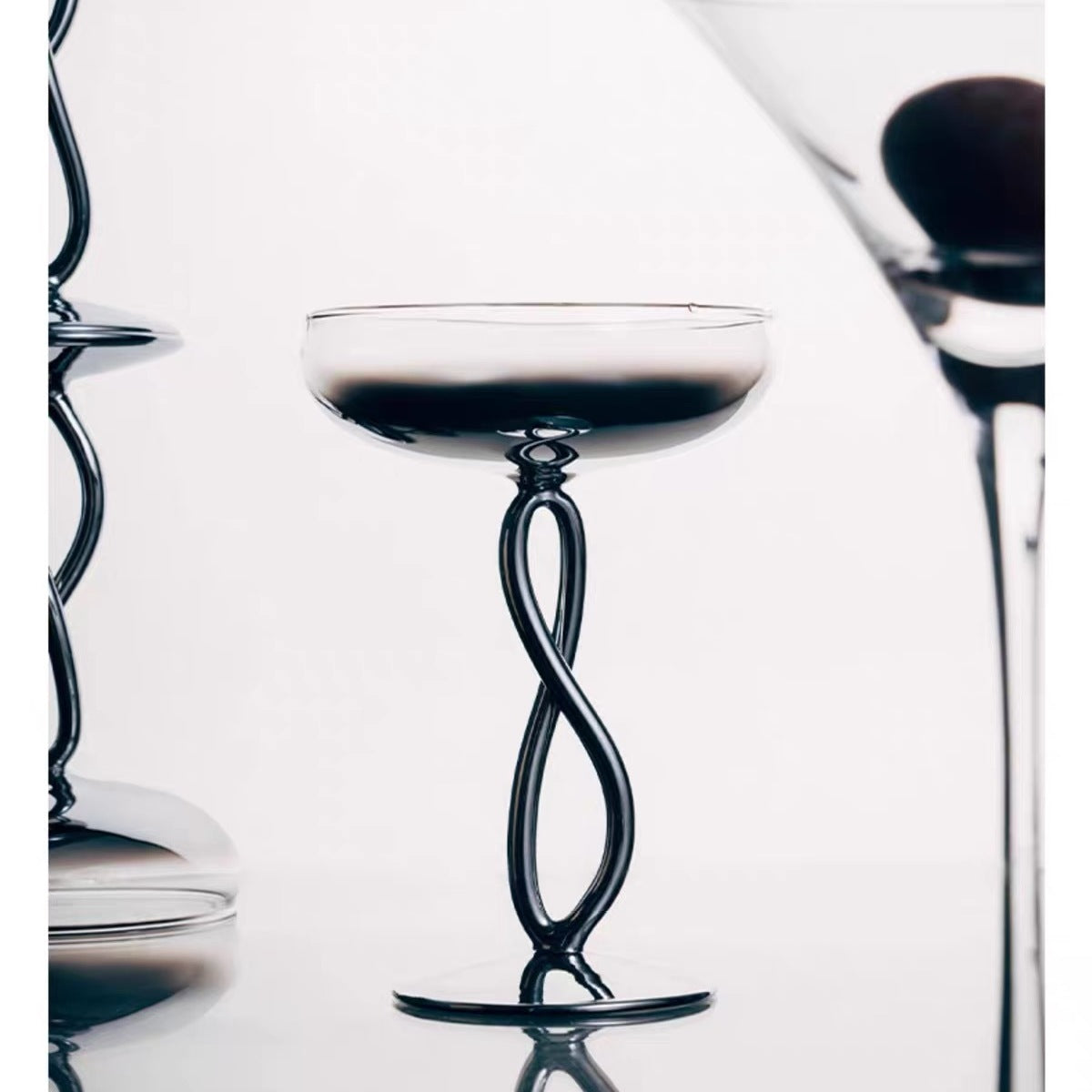 on a manner silver-plated cocktail coupe
