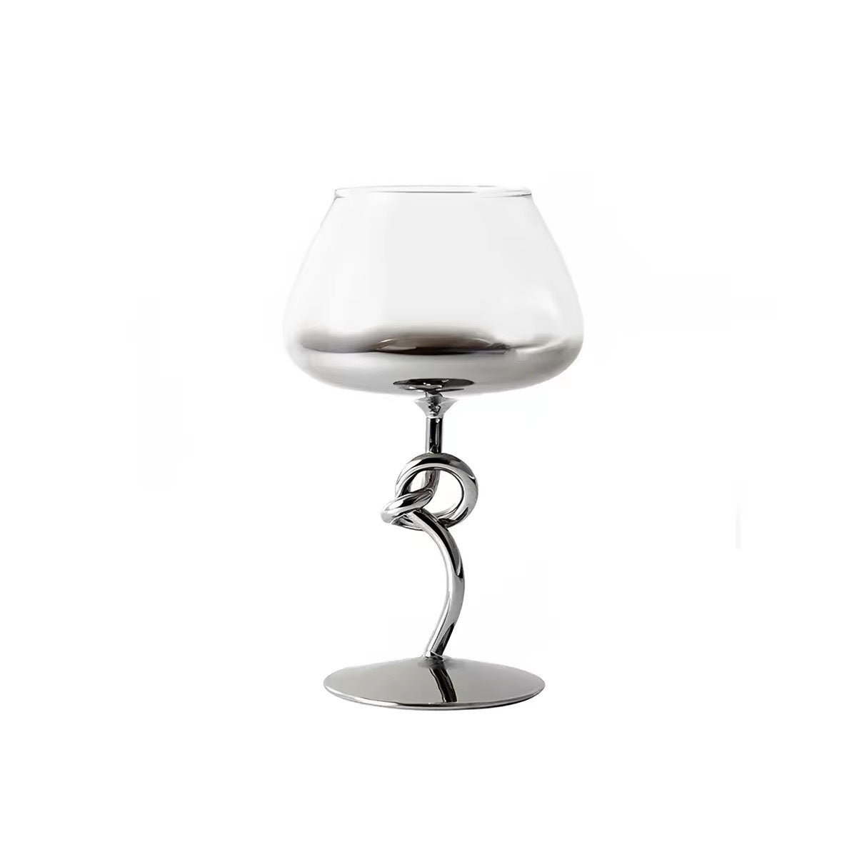 on a manner silver-plated large knot-stem wine glass