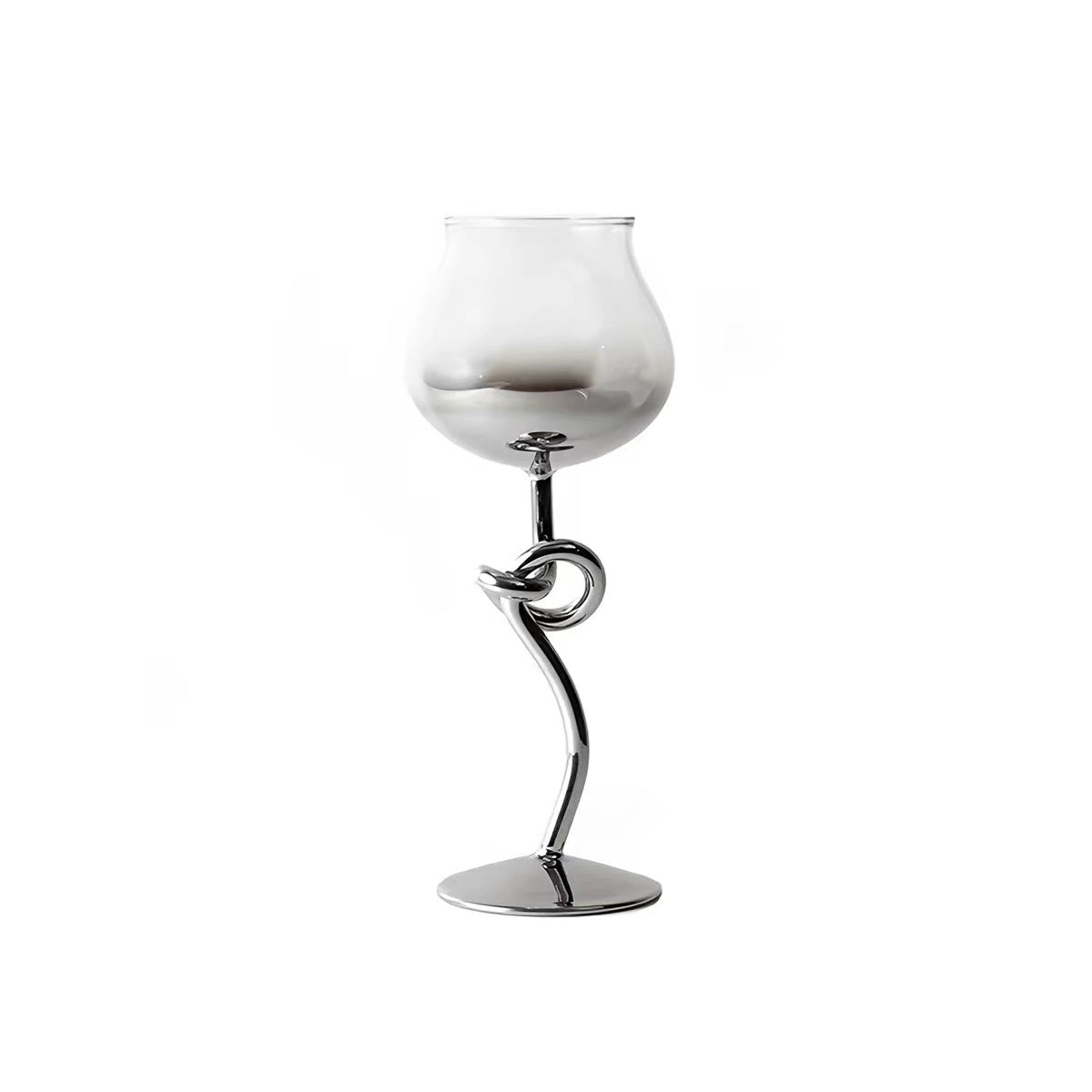 on a manner silver-plated small knot-stem wine glass