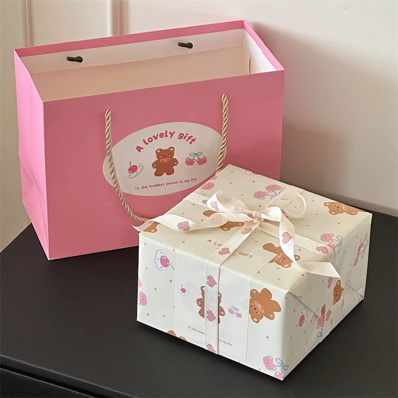 Patchwork Ceramic Cup & Saucer — Cup & Saucer + Spoon + Gift Bag — Cherry Bear Box